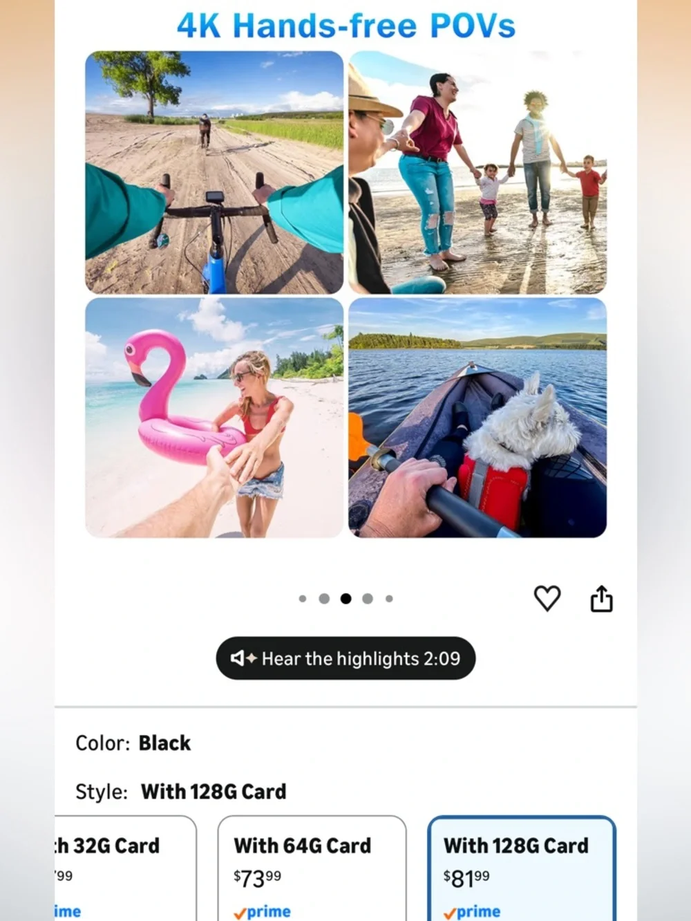 Amazon Black Mini HD Action Camera with Accessories